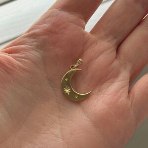 Crescent Moon Charm, 14k yellow gold